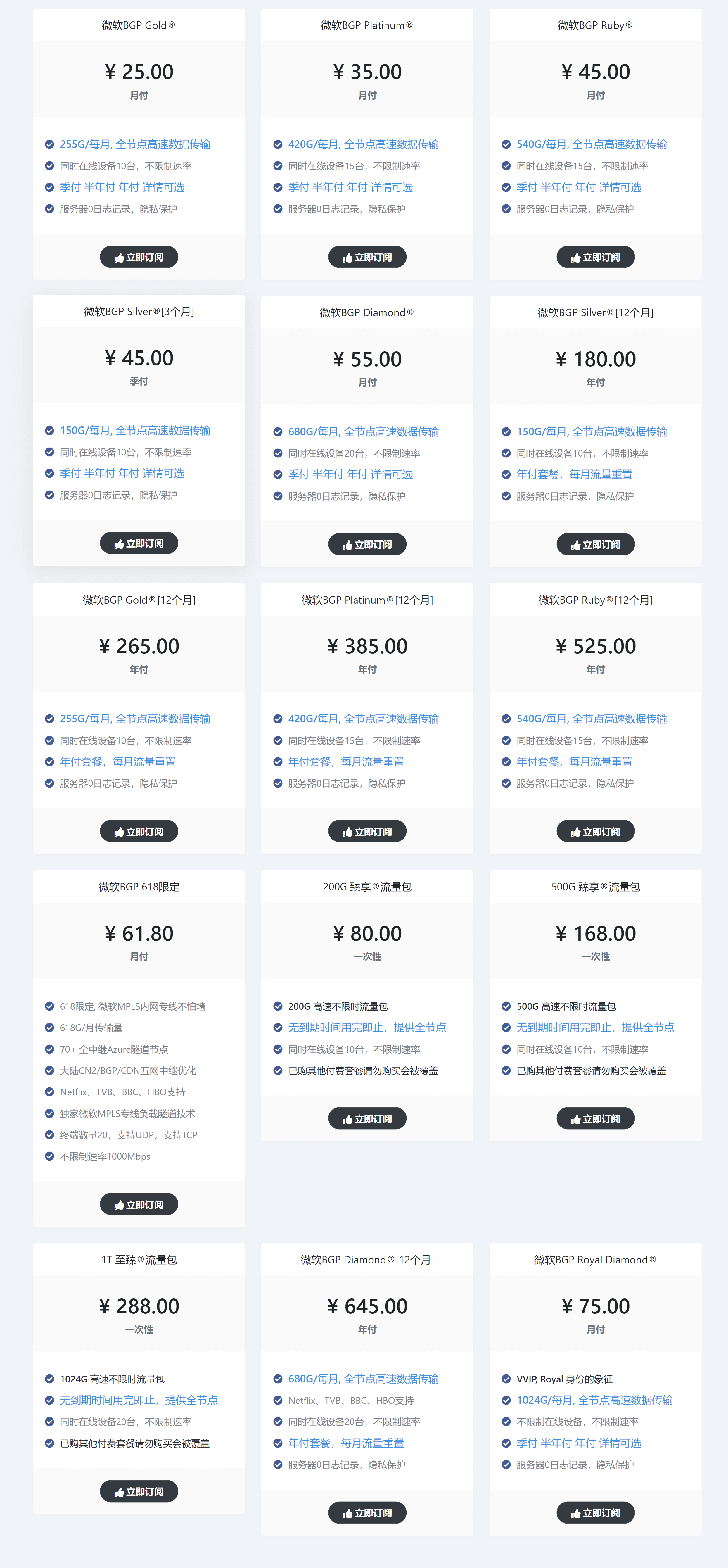 比特云机场订阅价格